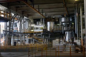 Kedainiai sugar factory. Nordic Sugar. Equipment and machinery inside an old Soviet-era sugar...