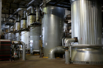 Kedainiai sugar factory. Nordic Sugar. Equipment and machinery inside an old Soviet-era sugar...