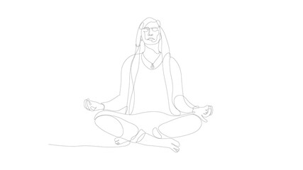 Meditating man one line art. Human character vector illustration. EPS 10