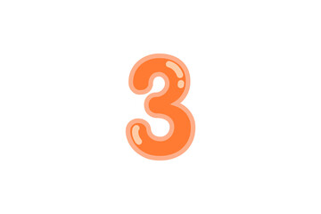 3 three number orange vector jelly glossy bright typography for web holiday event