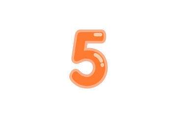 5 five number orange vector jelly glossy bright typography for web holiday event