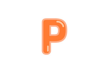 P letter alphabet orange candy jelly glossy vector isolated on white background 