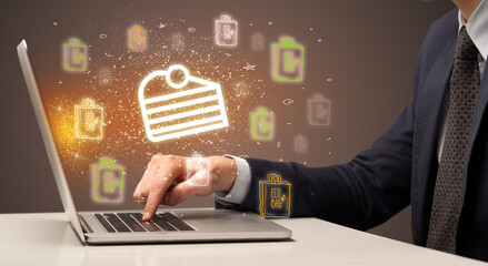 Hand searching for recipes on the internet