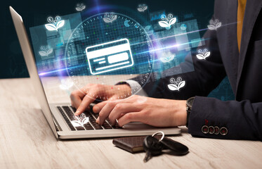 business hand working in stock market