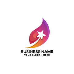 Leaf Star Gradient Colorful Logo Template