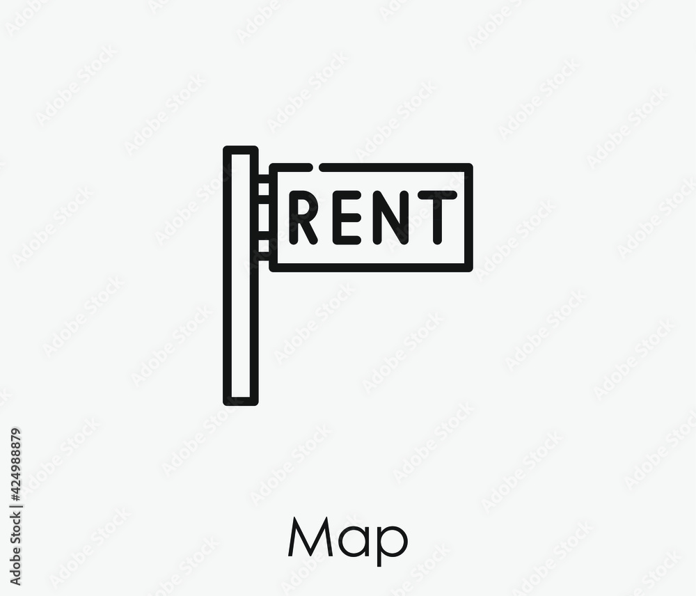 Poster map rent vector icon. editable stroke. linear style sign for use on web design and mobile apps, logo