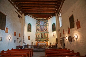 Naklejka premium Interior of San Miguel Church in Santa Fe NM the oldest church in USA