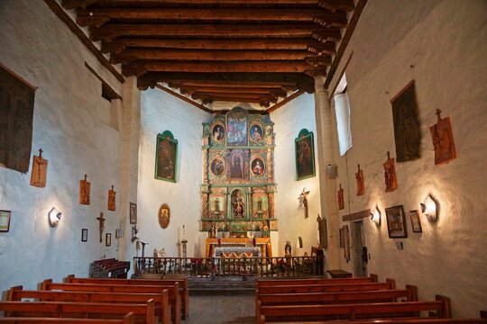 Interior of San Miguel Church in Santa Fe NM the oldest church in USA