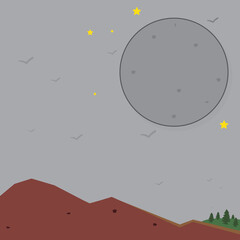 Illustration vector graphic of The hill landscape in the night