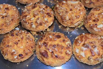 closeup of dry fruit cookies background