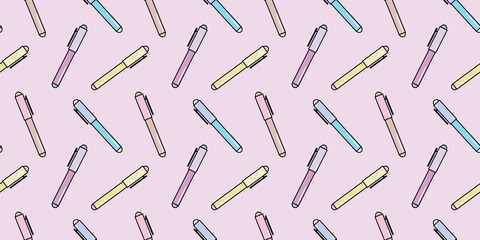 Ballpoint pen, pen seamless pattern vector background