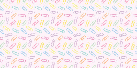 Colorful paper clips seamless repeat pattern background