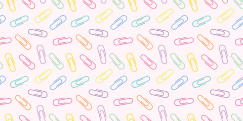 Colorful paper clips seamless repeat pattern background