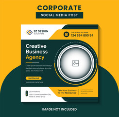Corporate Digital Business Marketing Agency Social Media Square Flyer Template Editable web Banner Post Promotion Stories Premium Vector