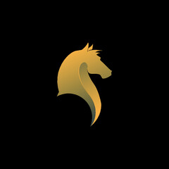 Golden horse symbol on black
