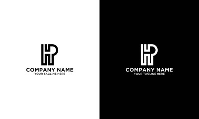Minimalist abstract letter HP logo. This logo icon incorporate with two abstract shape in the creative process.
