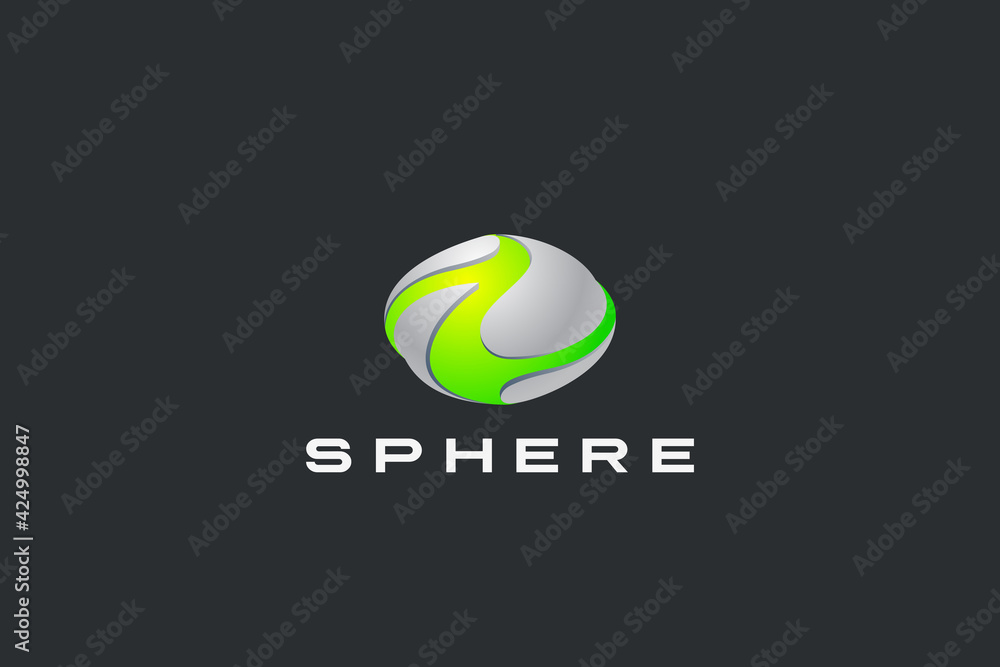 Poster sphere logo abstract design 3d technology hitech sci-fi style. virtual reality artificial intelligen