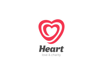Heart Love Logo design vector template Valentine day. Charity Dating Wedding Marriage Logotype concept symbol icon.