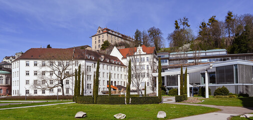 View of the Convent school of the Holy grave, the famous Caracalla Therme and the New Castle in...