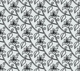 Fototapeta premium Seamless vector black and white background from plants