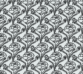 Seamless vector black and white background from plants