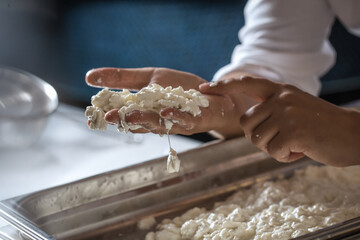 The process of creating fresh mozzarella cheese