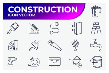 Set of construction icon. construction pack symbol template for graphic and web design collection logo vector illustration
