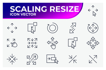 Set of Scaling Arrow icon. Resize pack symbol template for graphic and web design collection logo vector illustration