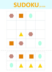 Sudoku for kids. Sudoku. Children's puzzles. Educational game for children.color geometric shapes