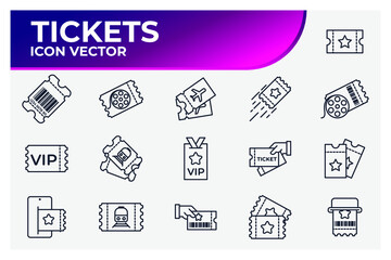 Set of Tickets icon. Ticket pack symbol template for graphic and web design collection logo vector illustration