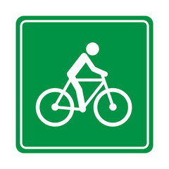 Green bicycle traffic sign icon, Bike lane street road symbol, Pictogram flat design, Vector illustration