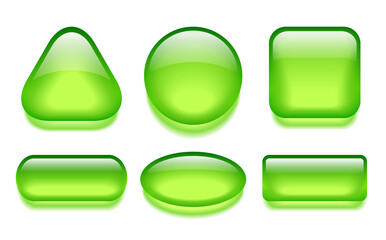 Green glass web buttons