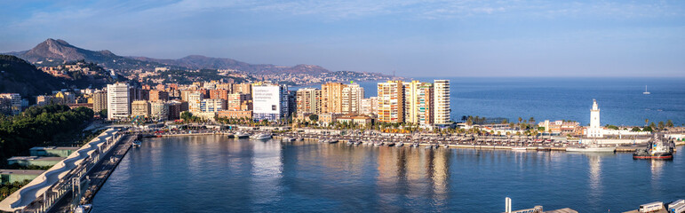 Panoramic view of the Malaga city, Spain