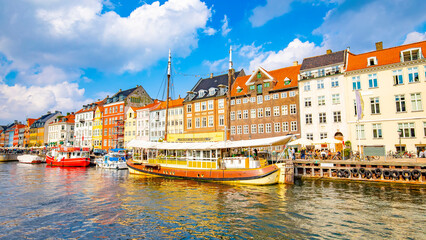 Naklejka premium Nyhavn harbour in Copenhagen, Denmark travel photo