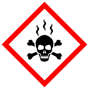 Danger chemicals warning symbol, vector skull sign