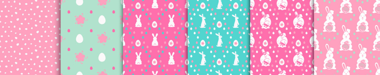 Easter seamless pattern ser. Pink turquoise colorful Easter egg vector illustration for textile, card, wrapping paper. cloth
