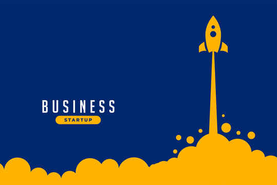 startup business concept with flying rocket