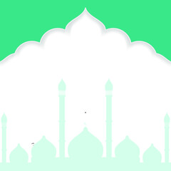 Modern Islamic background template, combination of ornament with mosque illustration design. green texture. designs to commemorate celebrations about Islam, Ramadan and eid . elegant greeting card