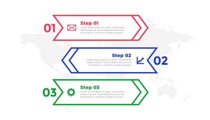 three steps directional line infographic template