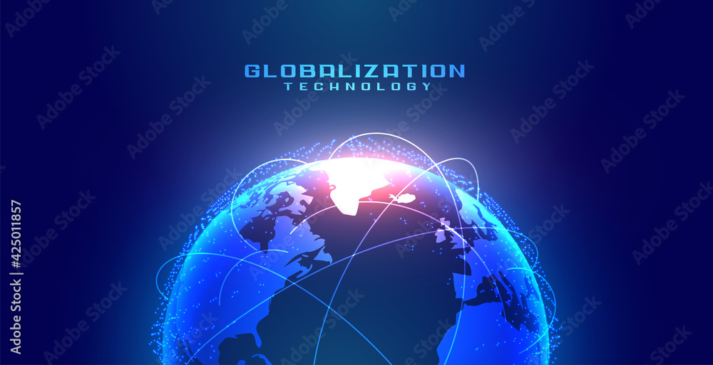 Wall mural globalization concept with earth and connection lines