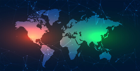 work map in network technology lines background