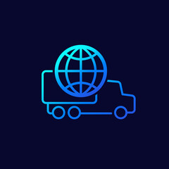 worldwide delivery with a truck icon