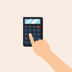 sign of hand with calculator