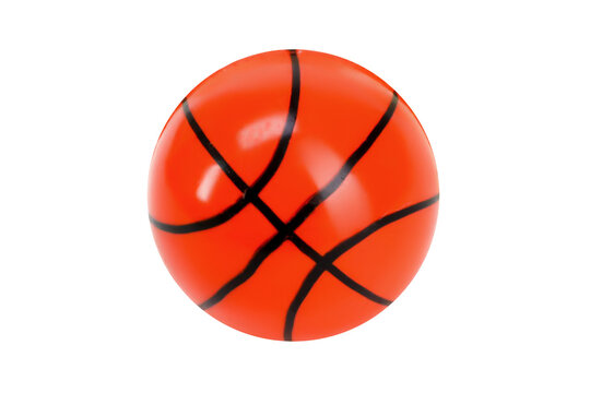 Orange basketball with black stripes, on a white background, isolated.