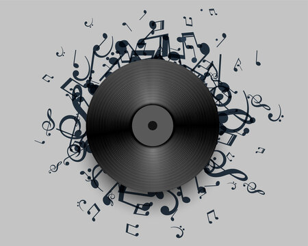 music vinyl with sound notes background © starlineart