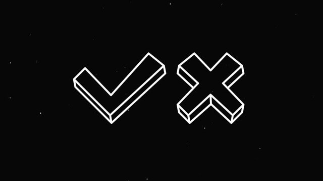check mark bolt icon Vintage noise, glitch Bad Signal Animation.
