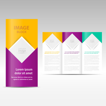Vector Brochure Tri-fold Layout Design Template square, block for images