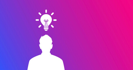 icona, lampadina, sagoma persona, idee, idea, creatività © xyz+