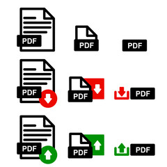 Pdf document download and upload vector icon. Responsive size set. Editable stroke. Pictogram for web and presentation.