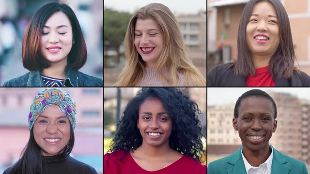 multiethnic smiles - women of different ethnicity smile at camera